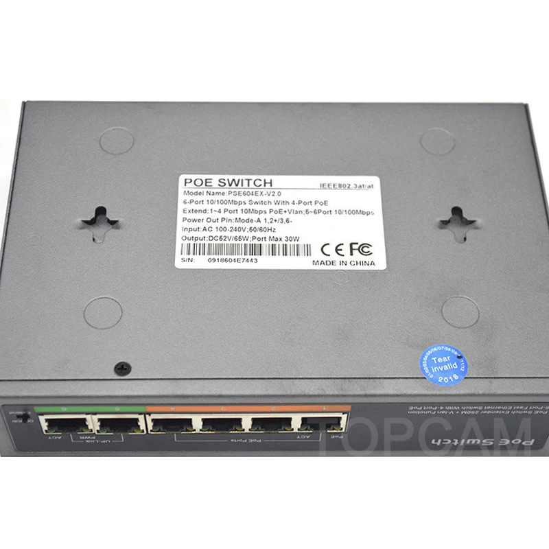 Коммутатор POE 48 В 8 портов 100 Мбит/с IEEE 802 3 af/at Ethernet подходит для