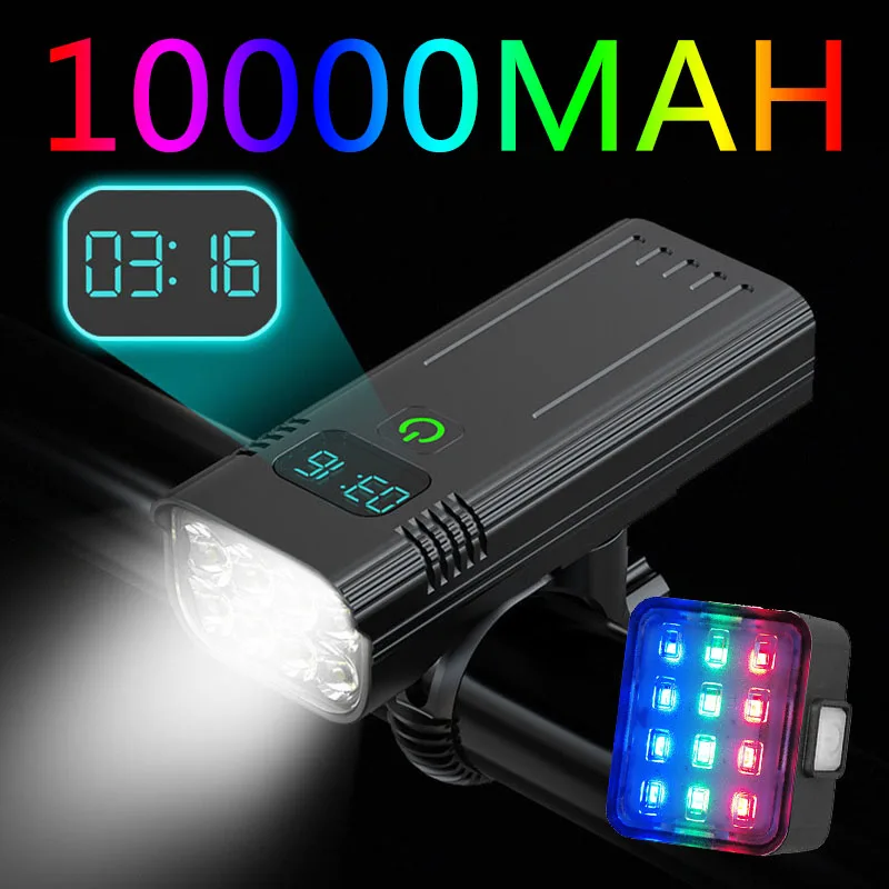 

Фонарь светодиодный велосипедный с цифровым дисплеем, 10000 мАч, 8T6, зарядка через USB