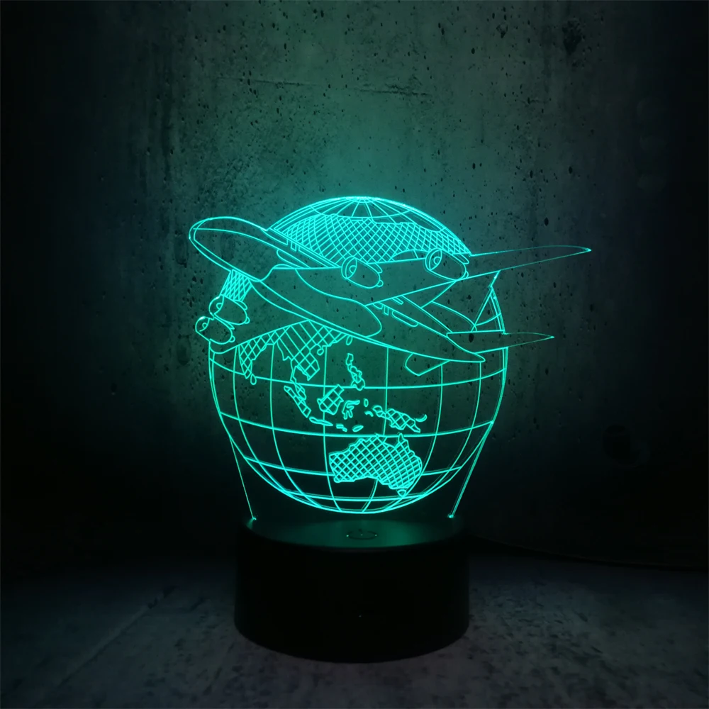 Креативный 3D USB светодиодный светильник Глобус земной план самолет Триумф небеса
