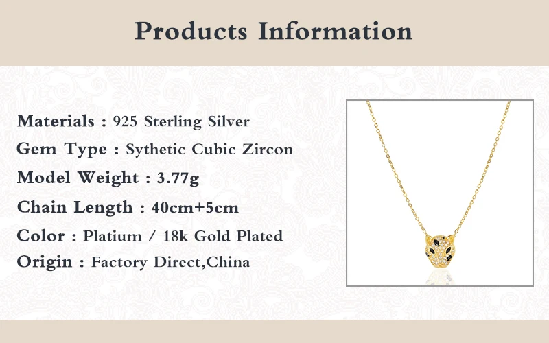

925 Sterling Silver Pendant Jaguar-shaped Necklace For Women Men Zircon Domineering Necklaces Collier Femme Jewelry Gift