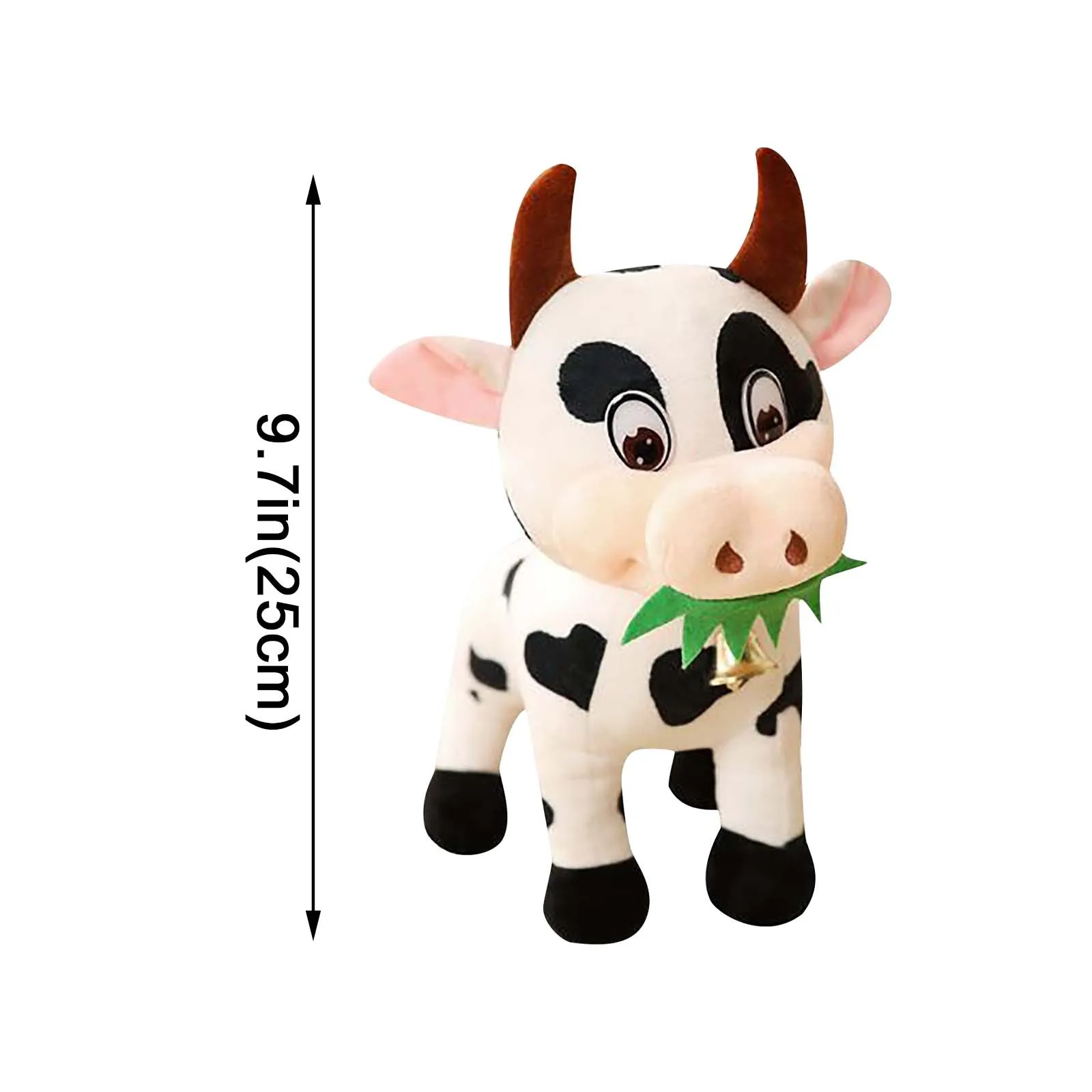 

New Year of The Bull 2021 Symbol Gift OX Year Doll Rattle Decor Kawaii Eat Grass Cute Cow Plush Soft Toy Plushies Children Gifts