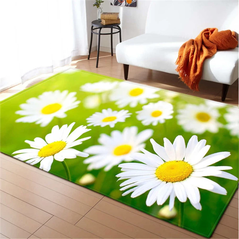 

Chrysanthemum 3D Rose Plant Flower Carpet Children Play Mat Bedside Area Rugs Kitchen Doormat Rug and Carpets for Living Room