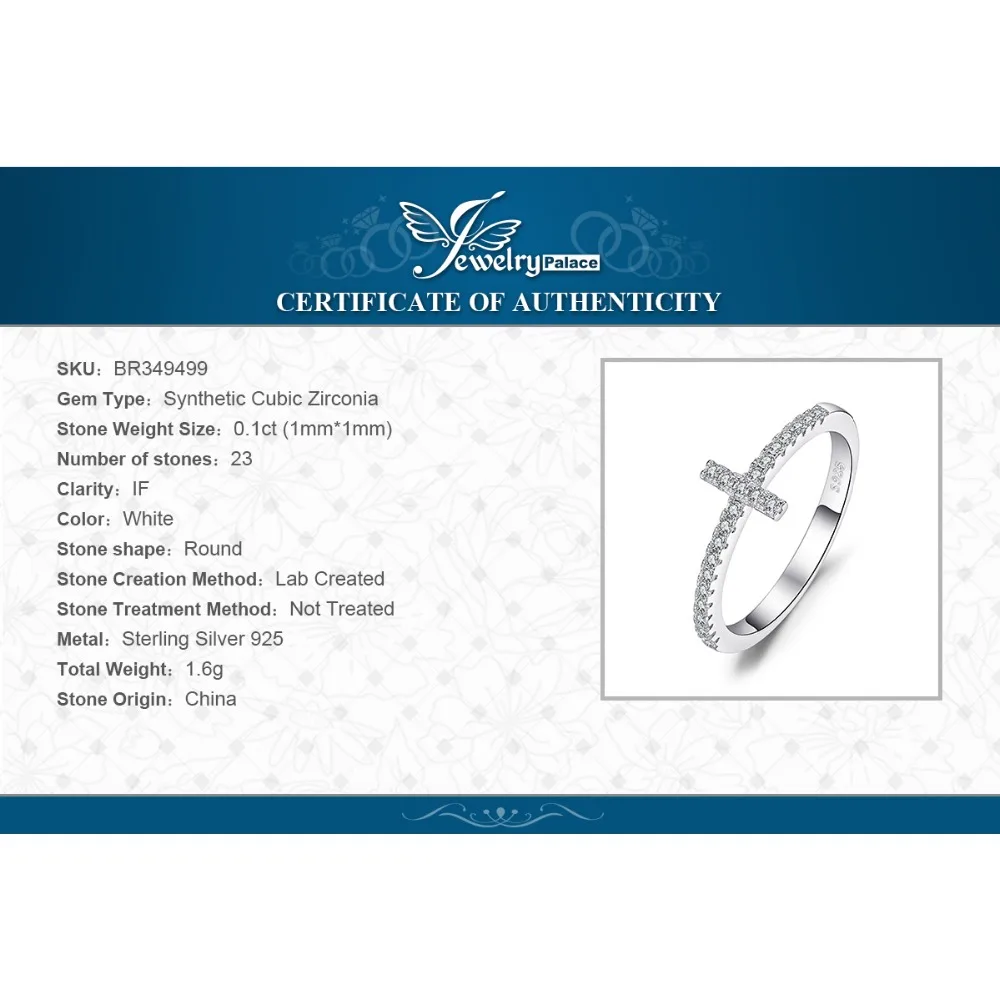 

JewelryPalace Cross Sideway Anniversary Cubic Zirconia Rings 925 Sterling Silver Rings for Women Silver 925 Jewelry Fine Jewelry