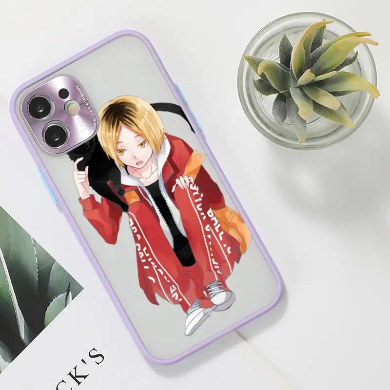 

Kenma Kozume Haikyuu!! Phone Case purple matte transparent For iPhone 7 8 x xs xr 11 12 pro plus max mini Clear Funda