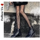 Колготки в сетку, черные, шелковые, с рисунком паука, тонкие, весна-осень чулки с рисунком паутина