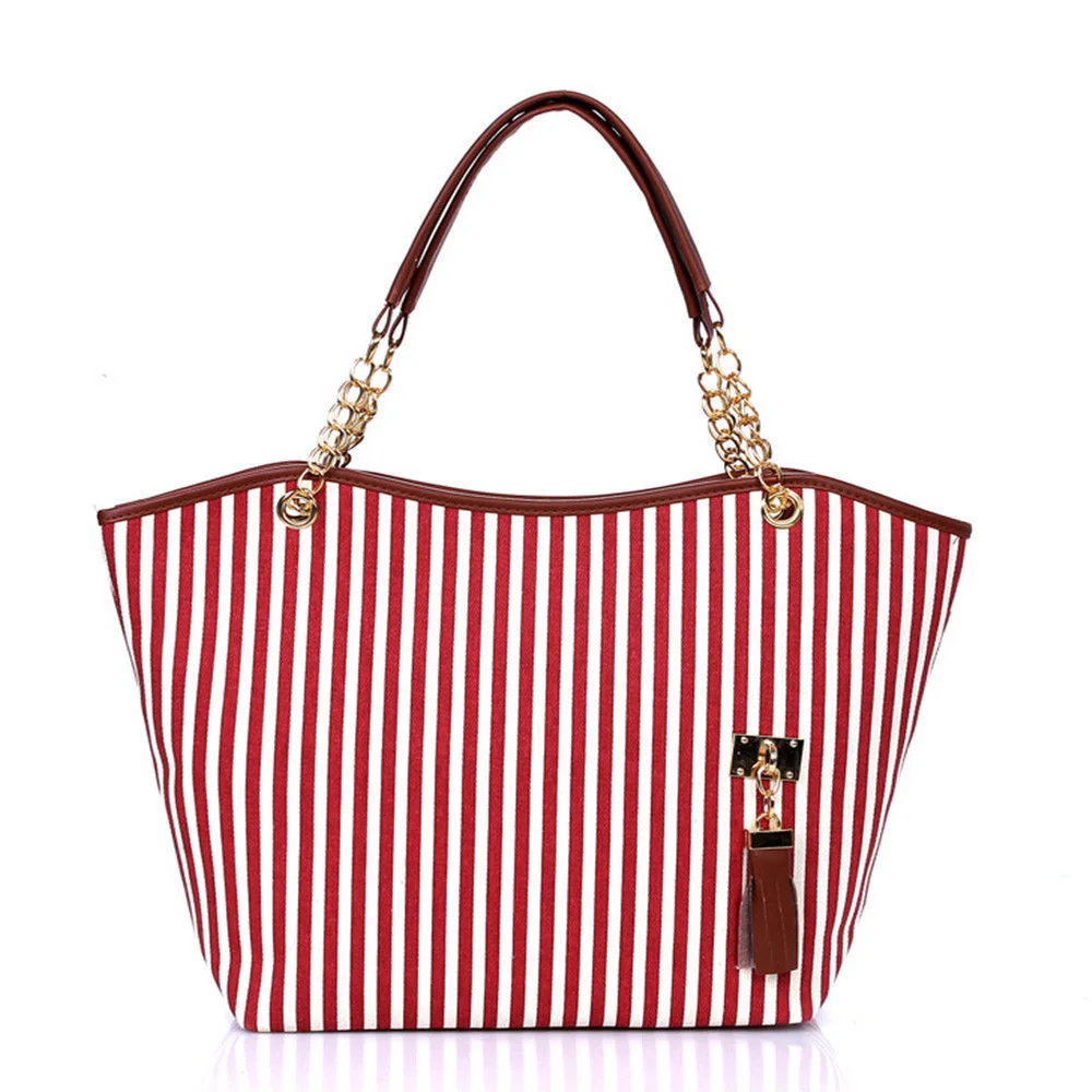 

Women Lady Girl Handbags Striped Canvas Hit Color Shoulder Messenger Bag Cases Casual Crossbody Bag Cute Shopping Bag For Women
