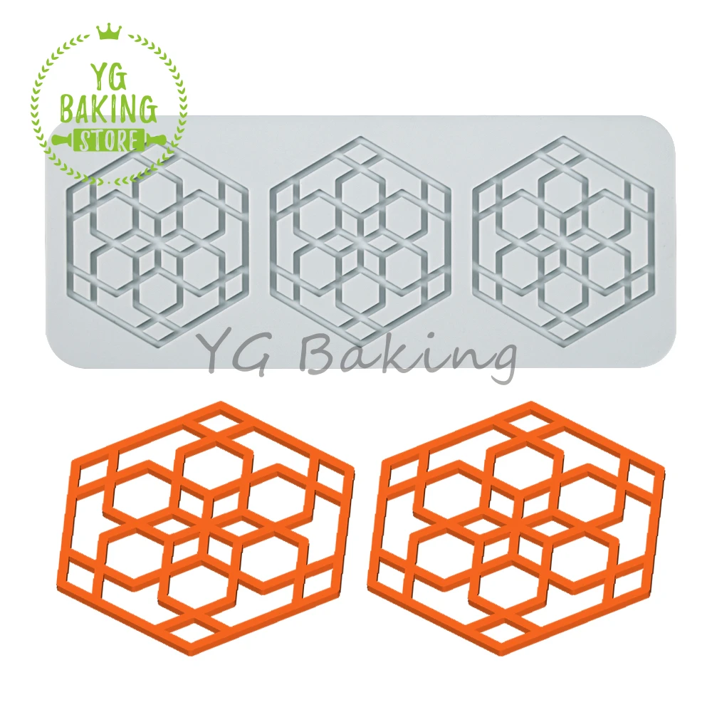

Dorica 3 полости Шестигранная форма впечатляющий торт кружевной коврик инструменты для украшения тортов из мастики силиконовая форма для торт...