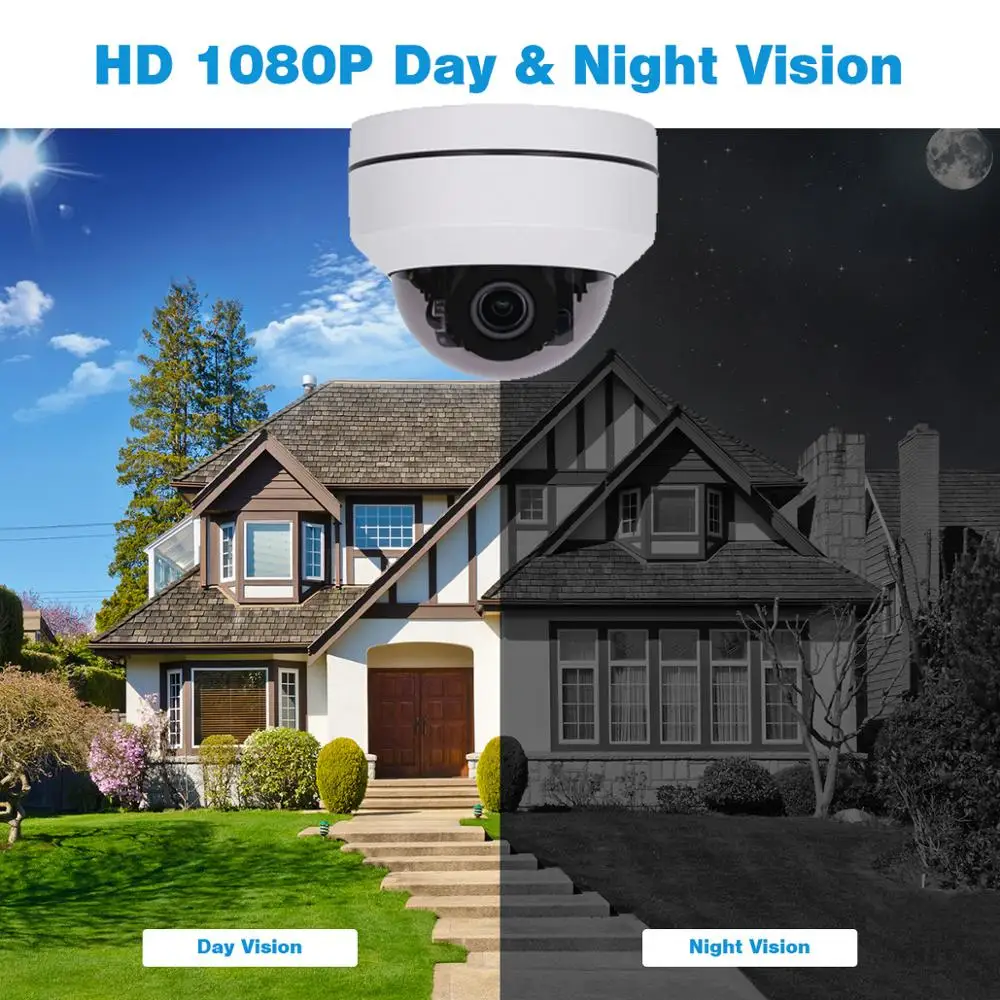 Купольная камера видеонаблюдения 1080P 4 кратный зум мини высокая скорость POE 2 Мп 5