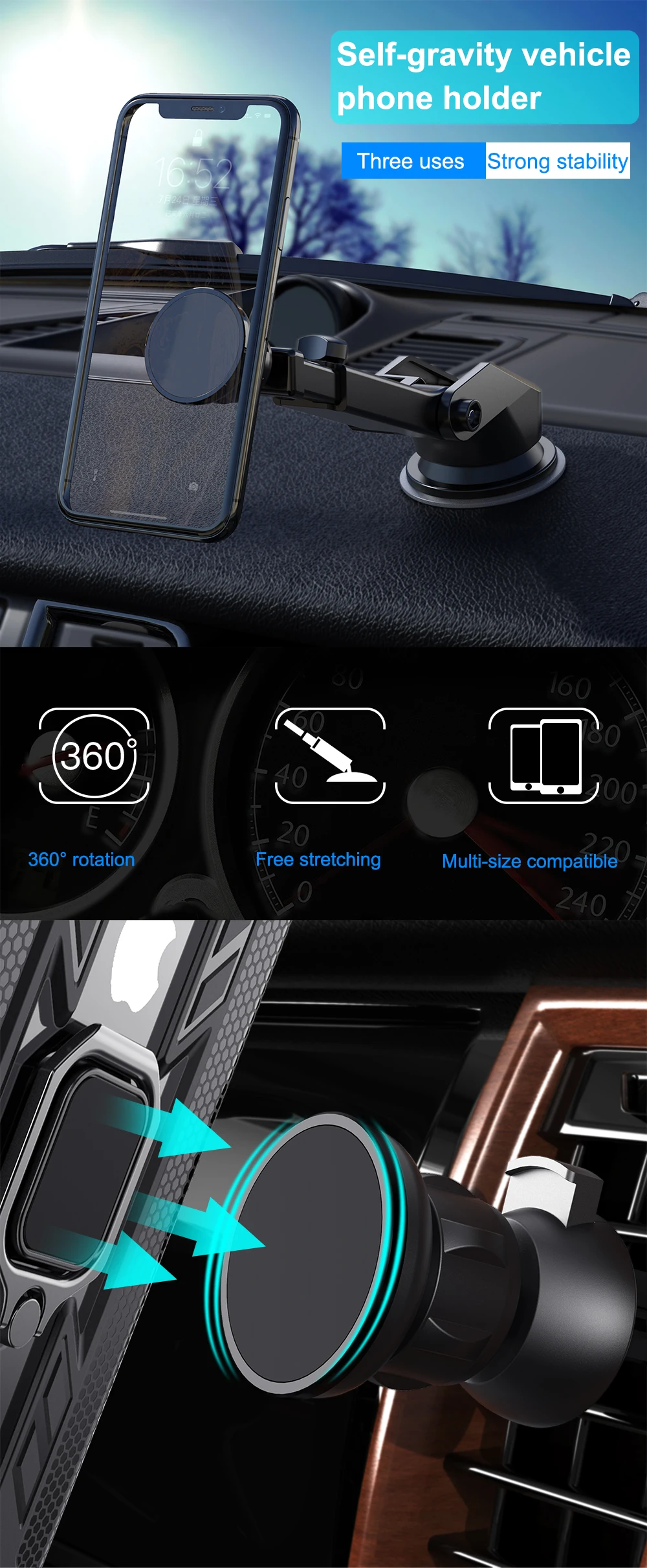 KEYSION магнитный автомобильный держатель для телефона с вентиляционным отверстием вращающийся магнитный держатель для мобильного телефона универсальная подставка для iphone Samsung Xiaomi