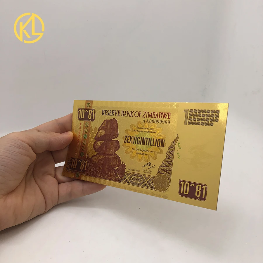Золотая Серебряная фольга Dragon One Centillion 100 триллион Quintillion Decillion 5 восьмиугольников vigintillion долларов, Банкнота из Zimbabwe Виа