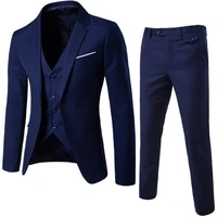 men spring 3 pieces classic blazers suit sets men business blazer vest pants suits sets autumn men wedding party set