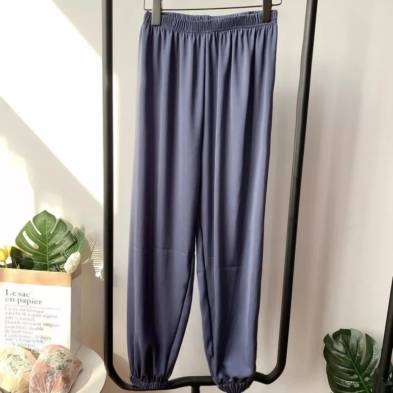 

Slacks Women's Loose Ice Silk Chiffon Harem Pants 2021 Summer Women Casual Thin High Waist Trousers Pantalones De Mujer X63