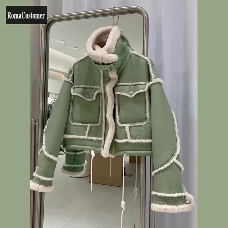 

Korean Womens Autumn Winter New Casual Jackets High Street Female Short O-Neck Zippers Thicken Elegant Straight Outerwear