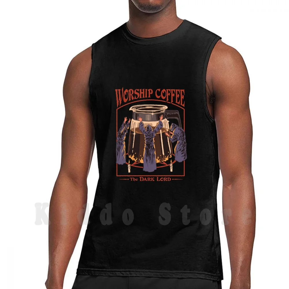 

Worship Coffee tank tops vest 100% Cotton Coffee 70S 80S Addict Creepy Cult Movie Horror I Love Coffee Nostalgia