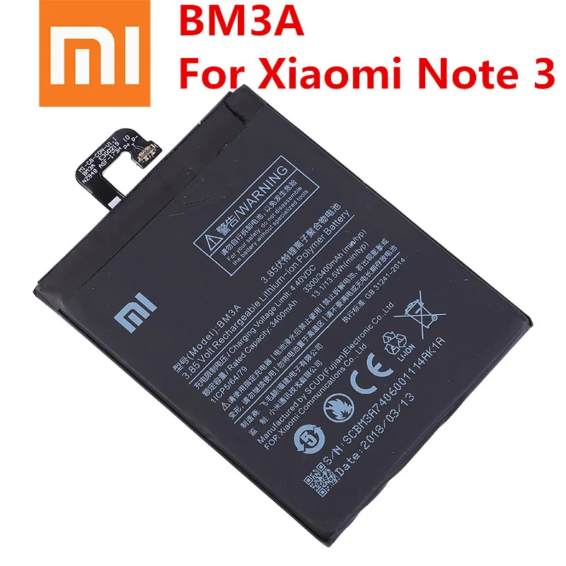 Оригинальный телефонный аккумулятор Xiao Mi BM3A для Xiaomi Note 3 сменный 3300 мАч батареи