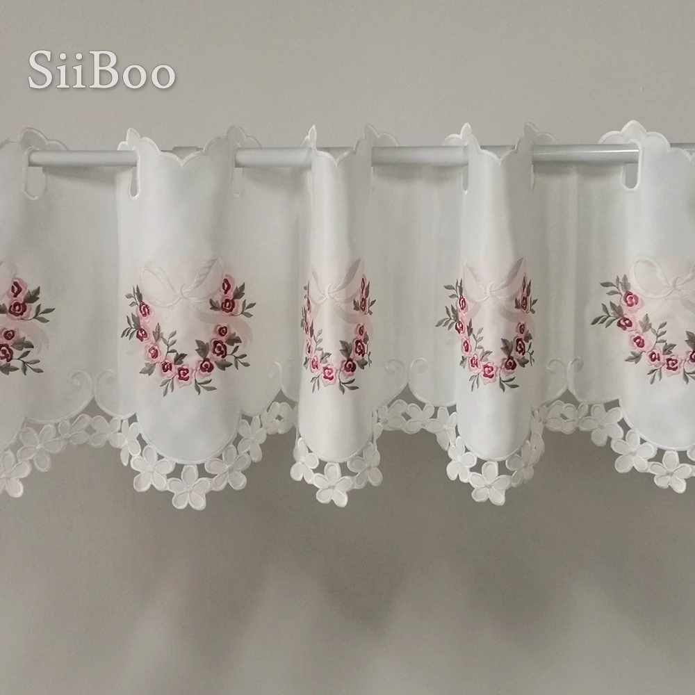 Пасторальный цветочный бант вышивка полузанавес bay Тюль шторы для окон кофейной