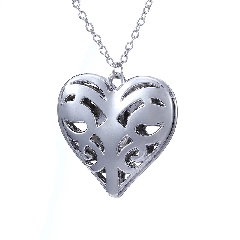 

Romantic Heart Locket Pendant Necklaces For Women Silver Color Link Chain Zinc Alloy Valentine Lovers Jewelry Chokers Gift