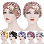 Хлопковый мусульманский тюрбан с принтом для женщин, мусульманский внутренний хиджаб, шапка, головной убор, арабский шарф, аксессуары для волос, шапка