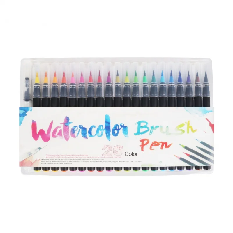 

20pcs/box Watercolor Brush Gouache Painting Brushes Soft Brushes for Students Kids Stationery Art Painting Accessories