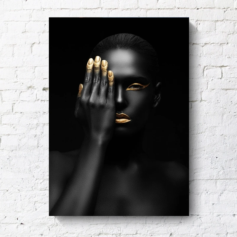 Большой размер 200x250 см черная Золотая Обнаженная Африканская женщина Картина на