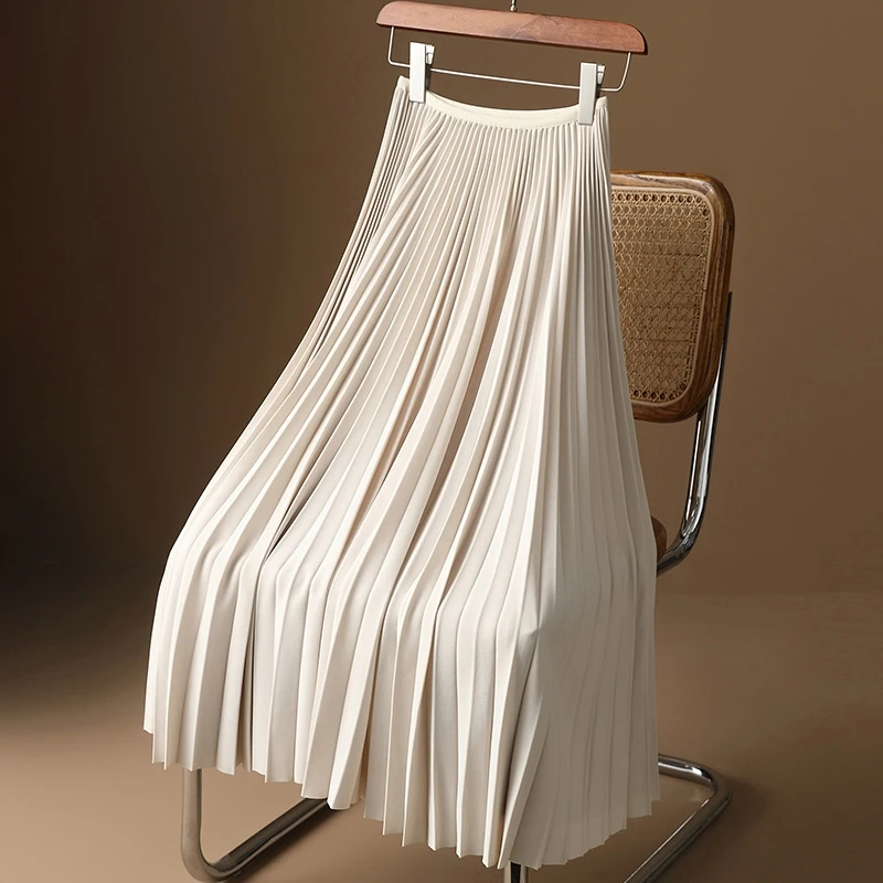 

Юбка-миди Женская атласная плиссированная с высокой эластичной талией, M276