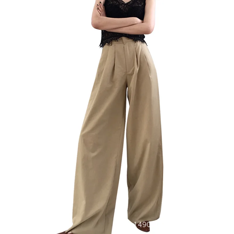 

2020 European and American Autumn New Wild Mopping Wide Leg Long Pants Fashionable High Waist Loose Wild Casual Pants Women