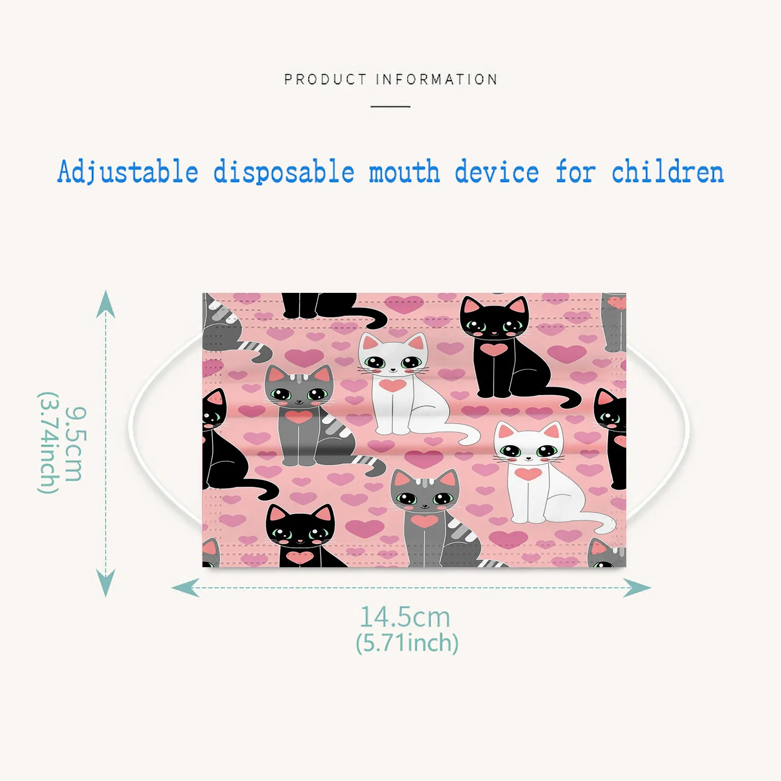 

50pcs Children Unisex Masks Cat Print Mask Masque Reusable Mouth Face Disposable Nonwoven Face Mouth Masks Mondkapjes