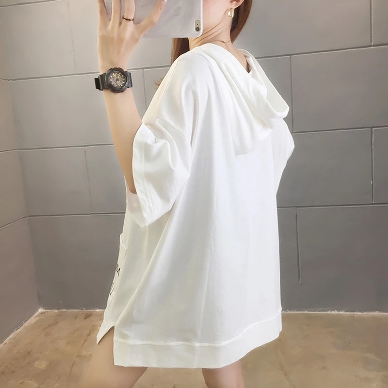 

Pure Cotton 2021 Summer New Korean Style Large Size Loose Short Sleeve T-shirt for Plump Girls All-Match Hoodie Fashion