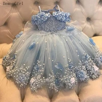 light sky blue baby girl dresses for birthday party ball gowns infant toddler first birthday dress photoshoot ankle length