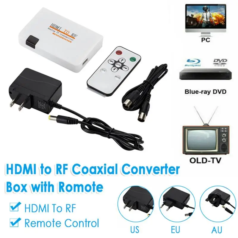 

1080P HDMI To RF Coaxial Converter Box Analog TV Transmitter With Remote Control For HDTV Monitor Projector Multimedia Teaching