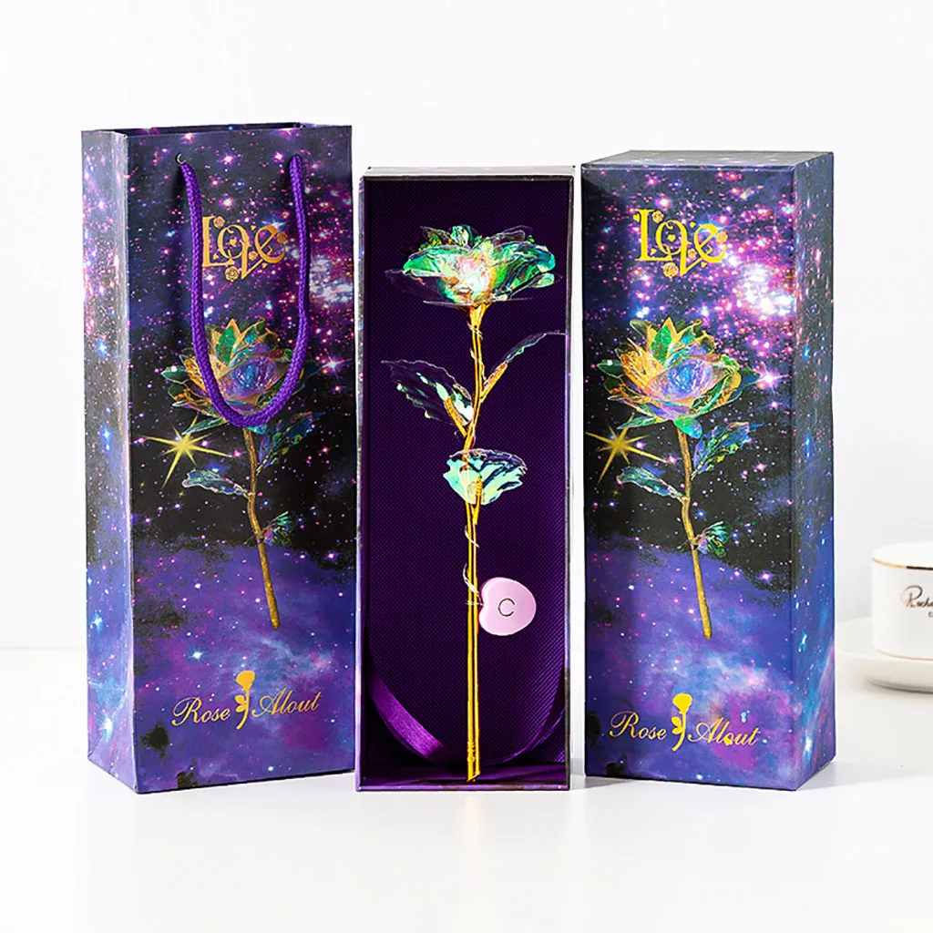 Романтическая красочная светодиодная сказочная Роза искусственные