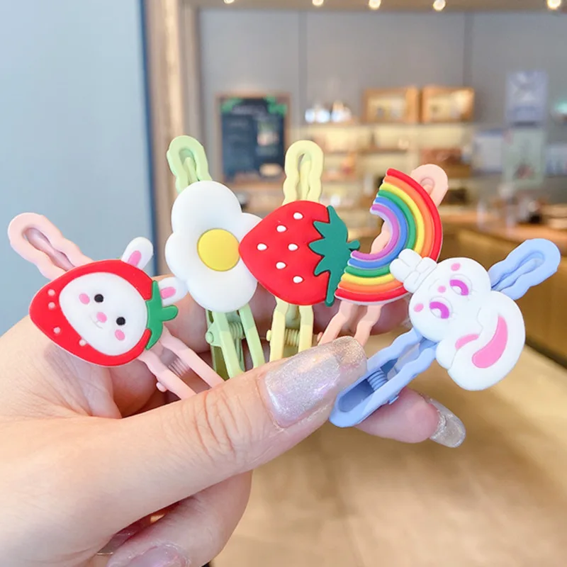 

[Xwen] 2021 New Cute Simple Girl Hairpin Bangs Clip Heart Candy Color Hair Ornament Small Strawberry Ear Side Clip OH2083