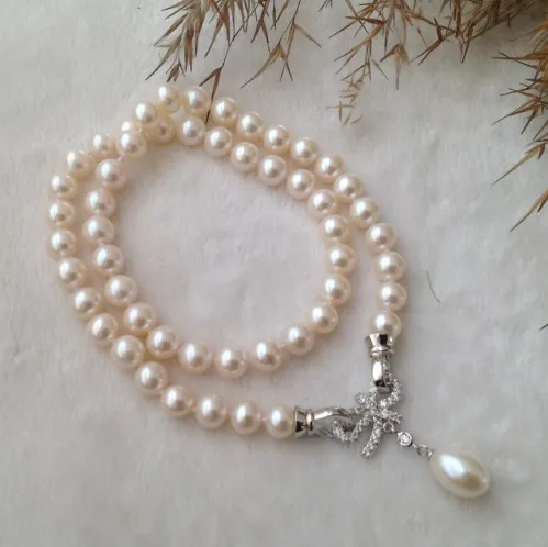 

natural 8-9mm freshwater pearl necklace pendant pearl necklace 18INCH