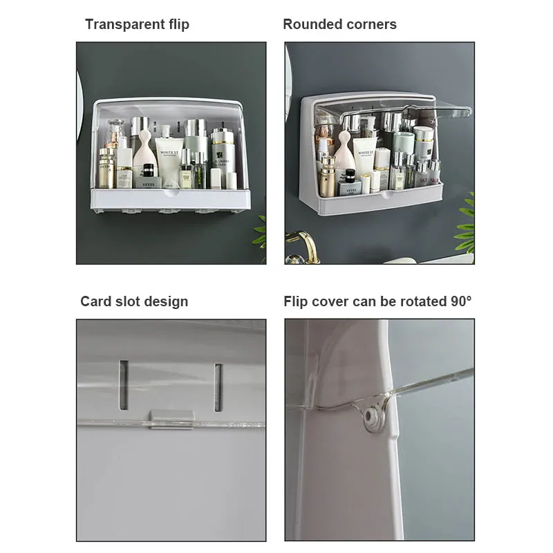 

Wall-mounted Cosmetic Storage Box Toilet Bathroom Waterproof and Dustproof Shelf Transparent Kitchen Large Capacity Rack Storage