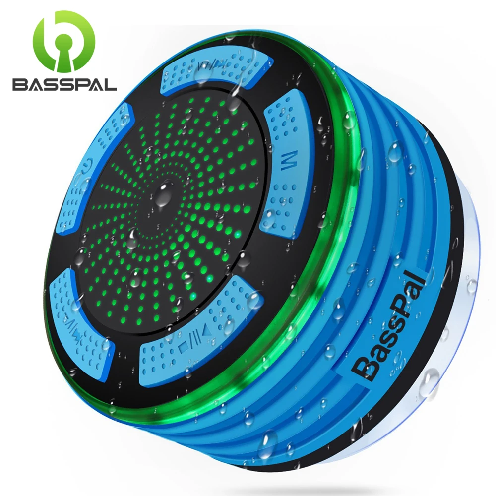 

Водонепроницаемая беспроводная Bluetooth-Колонка BassPal F013, IPX7, с радио, присоской светодиодный ным освещением настроения