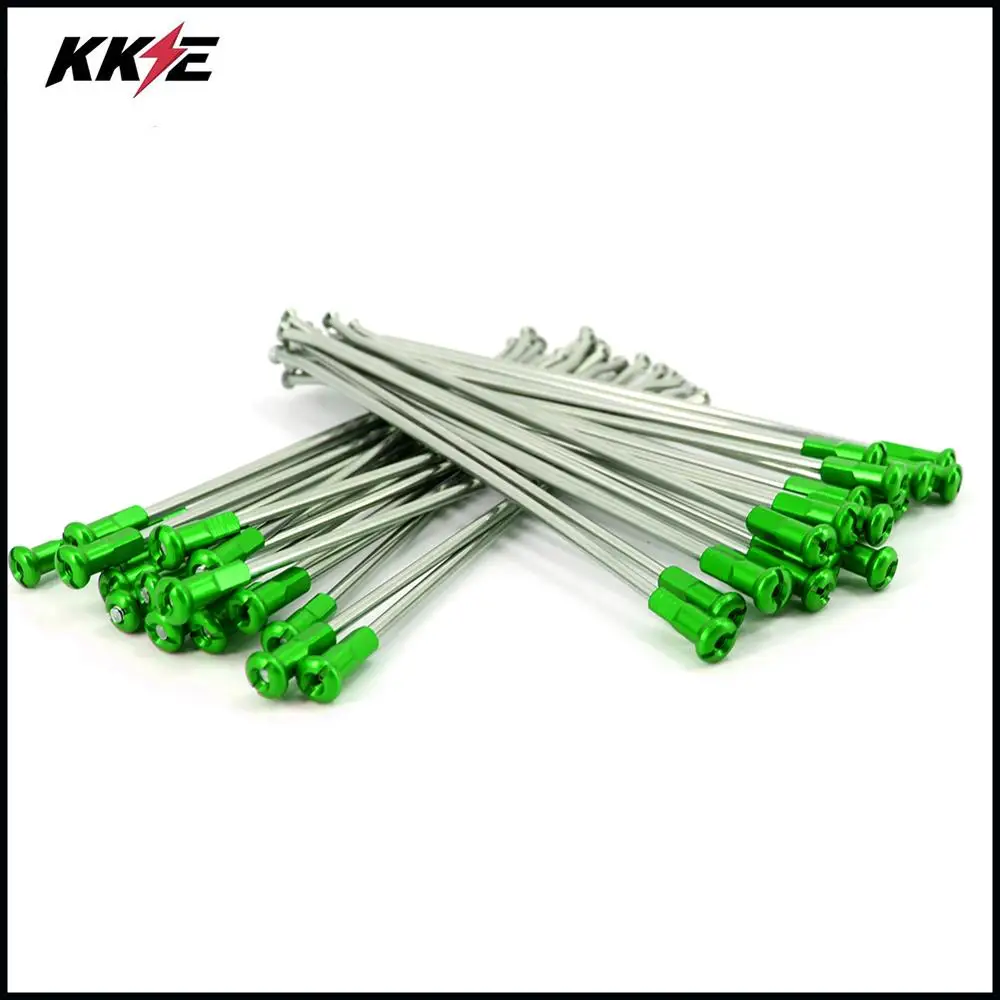 Передние спицы из нержавеющей стали KKE 1 6*21 дюйма для KAWASAKI KX250F 2006 2020 KX450F зеленые