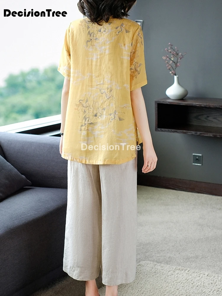 

2021 chinese traditional clothing set cheongsam suit top+pants set asian style ancient elegant costumes oriental lady set