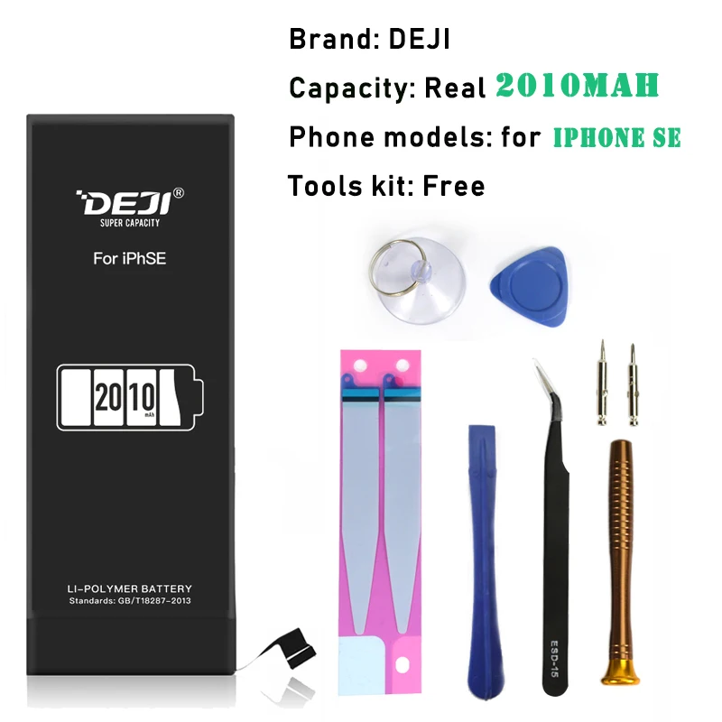 battery for iphse DEJI для iPhone 5S 5 se литий-полимерный внутренний аккумулятор для сотового телефона большой емкости 2010 мАч Сменные Аккумуляторы - Цвет: battery for iphse