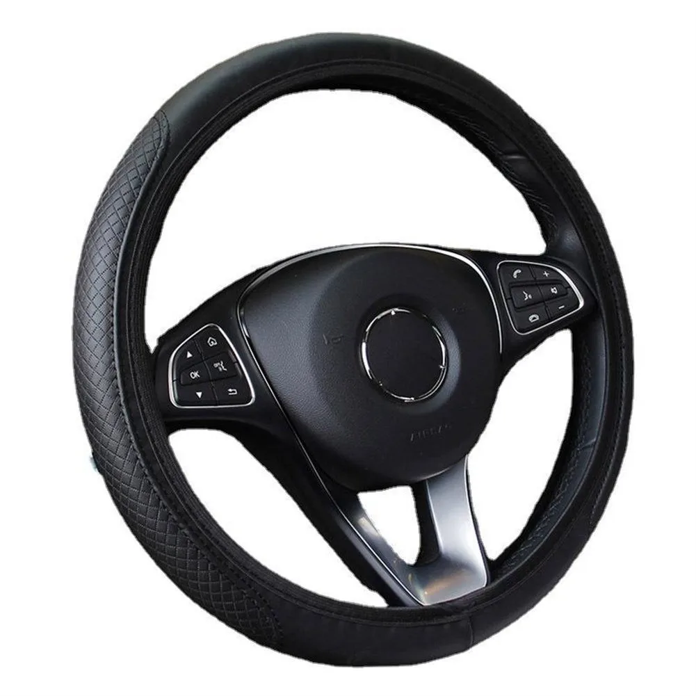 

Universal 37-38cm Leather Steering Wheel Cover Skidproof Anti-Slip Car Steering Wheel Protective Cover