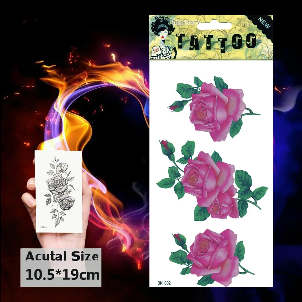 Красный цветок Пион Роза Водонепроницаемая временная татуировка наклейка флэш