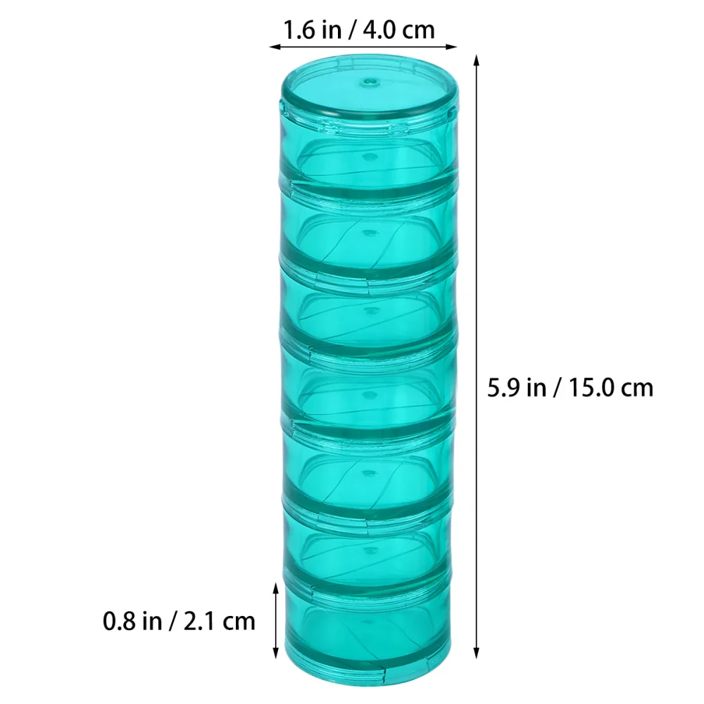 

1 Set Portable Cylindrical Medicine Box 7 Grids Storage Box Pill Organizer Container (Size S Blue)