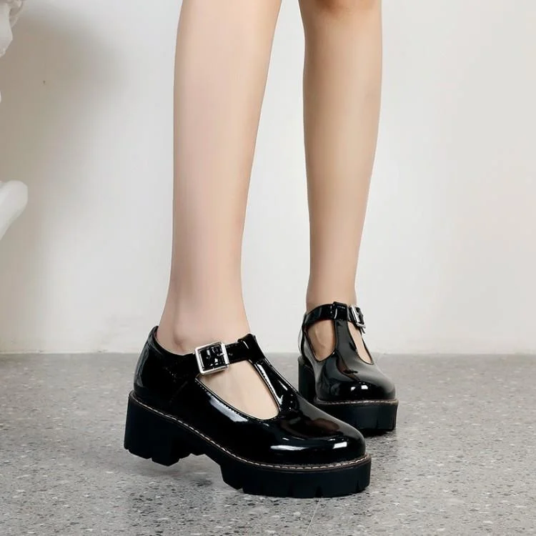

2021 New Versatile Spring Single Shoes Women's Mary Jane Muffin Thick Soled Small Leather Heel Patent