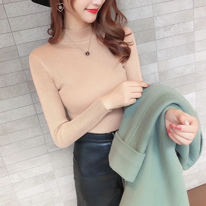 Свитер Y2k с коротким высоким воротником и длинным рукавом универсальный