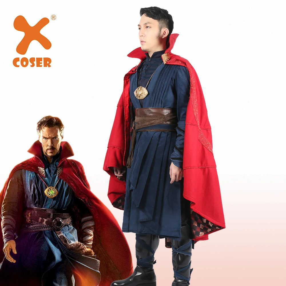 XCOSER, Доктор Стрэндж, костюм супергероя, косплей, завершенный наряд, костюм для Хэллоуина, костюм для вечеринки, профессиональный Косплей Костюм мужской