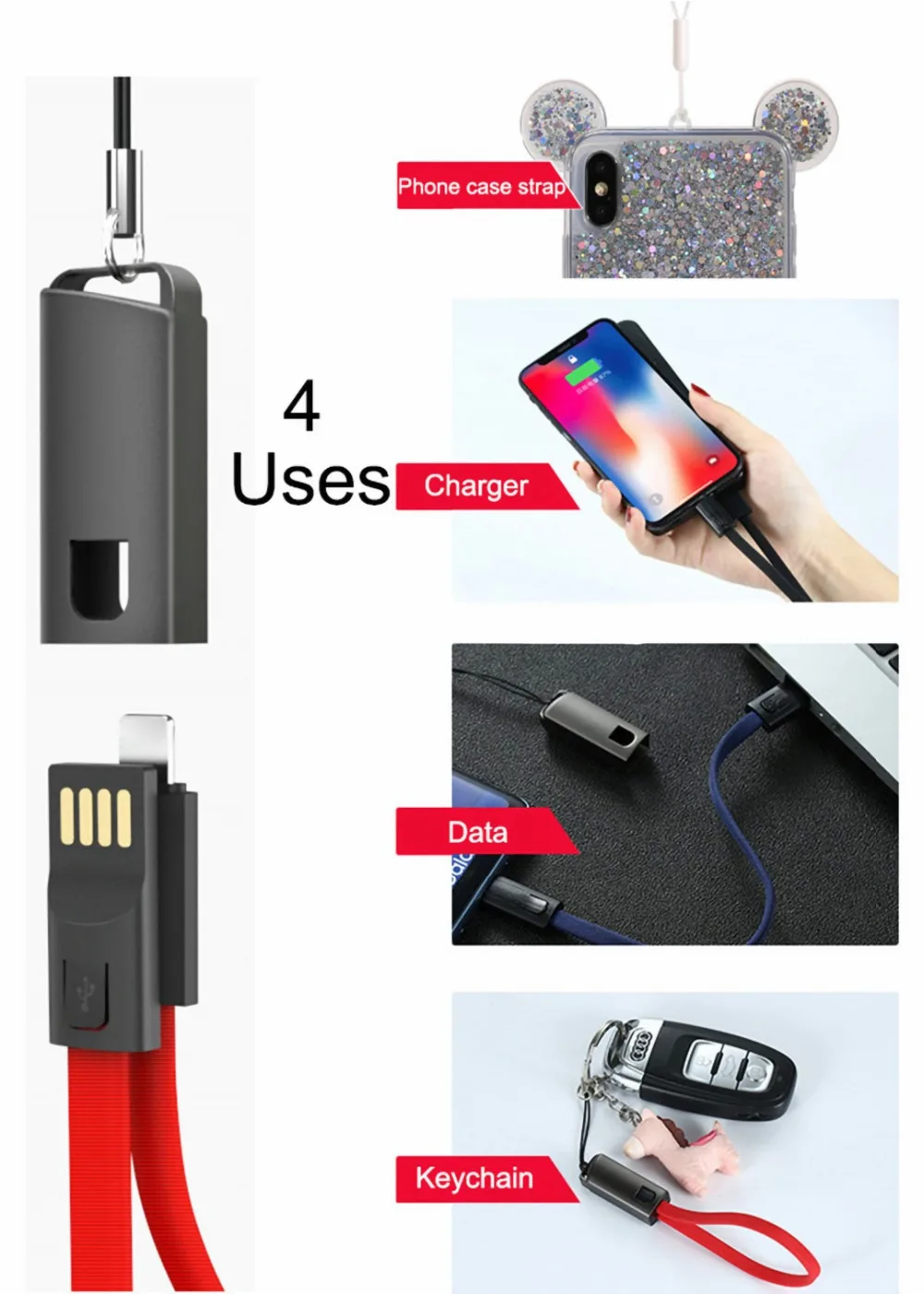 Портативный короткий кабель брелок, зарядное устройство USB для iPhone Xiaomi/type C/Micro USB C шнур Быстрая Зарядка Синхронизация данных кабели для телефонов аксессуар