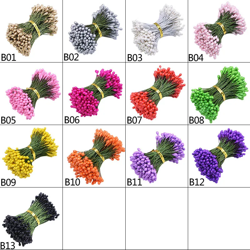 

260pcs 3mm Mini Stamen Double Head Artificial Stamen Flowers Wedding Party Decoration Home DIY Scrapbook Wreath Flower Accessory