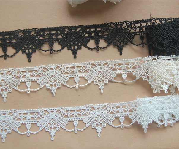 10 ярдов 3 см 1 18 дюйма широкий черный/слоновая кость/бежевый ткань Вышивка ленты