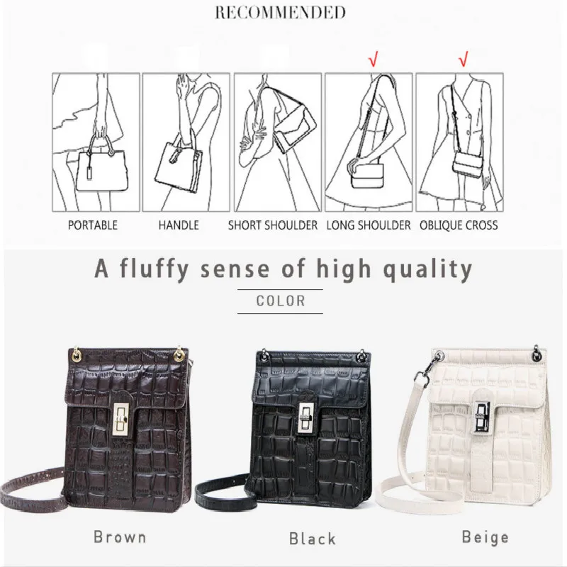 Women's Genuine Leather Shoulder Bag Luxury Crocodile Alligator Pattern Crossbody Bags for Women Cross Body Fshion | Багаж и сумки