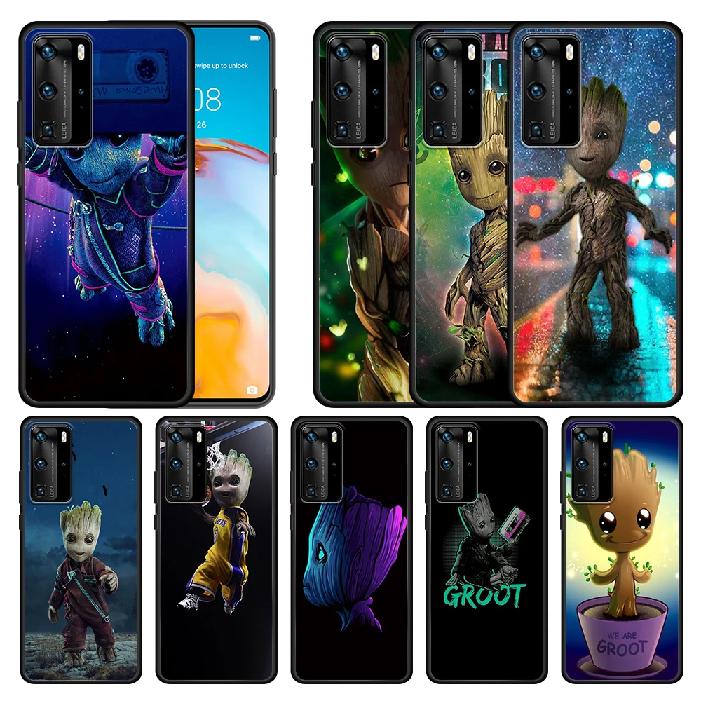 

Marvel Avengers Super Groot for Huawei P Smart Z S Plus 2020 2019 P40 P30 P20 Pro Lite E Plus 5G Lite Black Phone Case