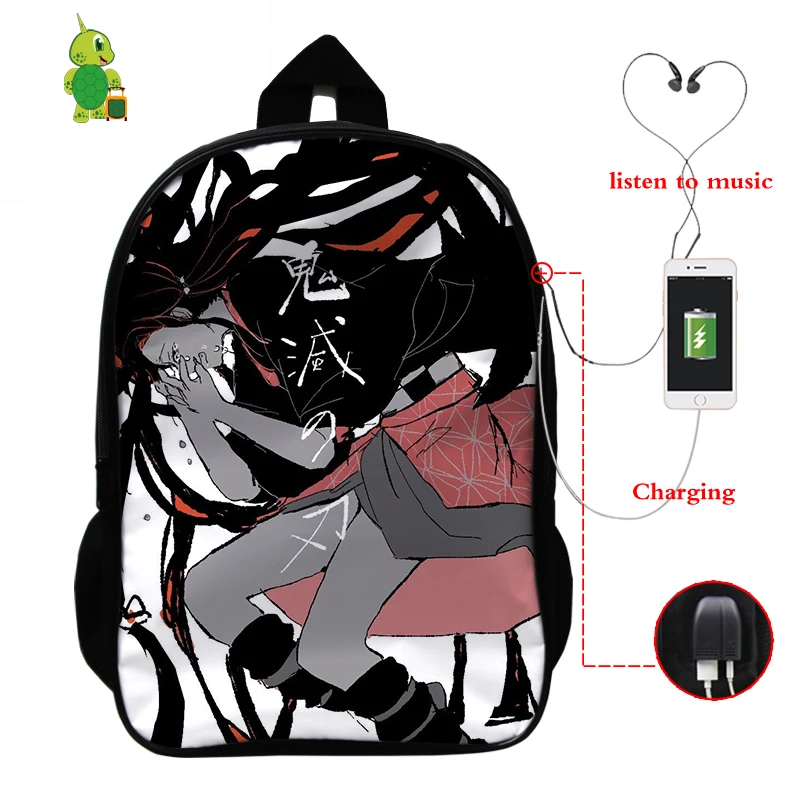 7 Demon Slayer: Kimetsu No Yaiba рюкзак USB зарядка Рюкзак для ноутбука аниме школьные сумки для подростков мальчик девочка путешествия рюкзак - Цвет: 7